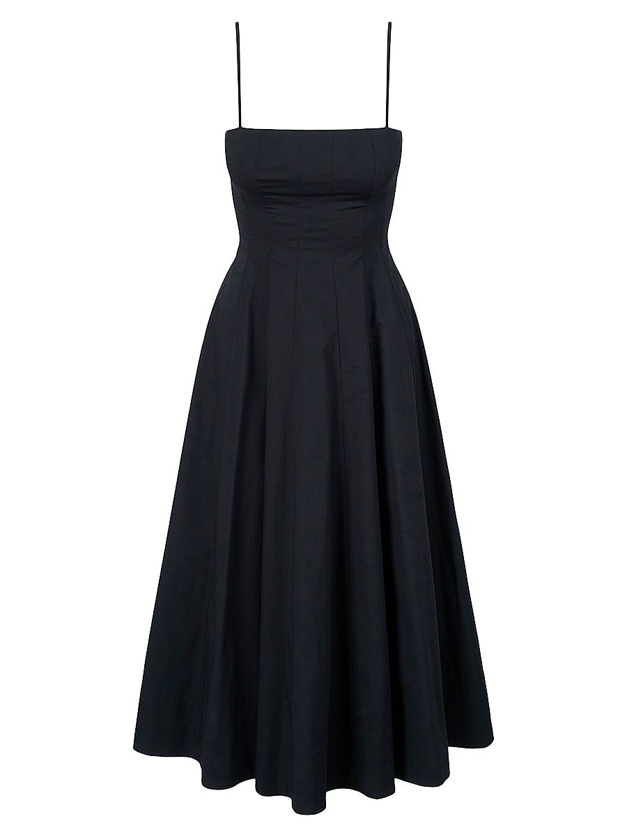 Women's Wylie Cotton A-Line Midi-Dress - Black - Size 12
