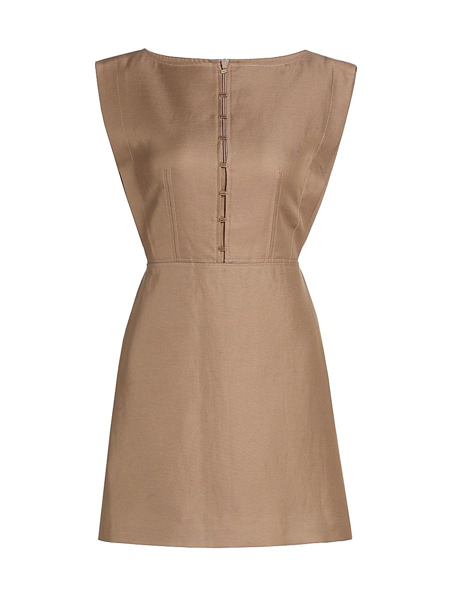 Women's Grindale Hardware-Detail Stretch-Cotton Minidress - Sepia - Size 8
