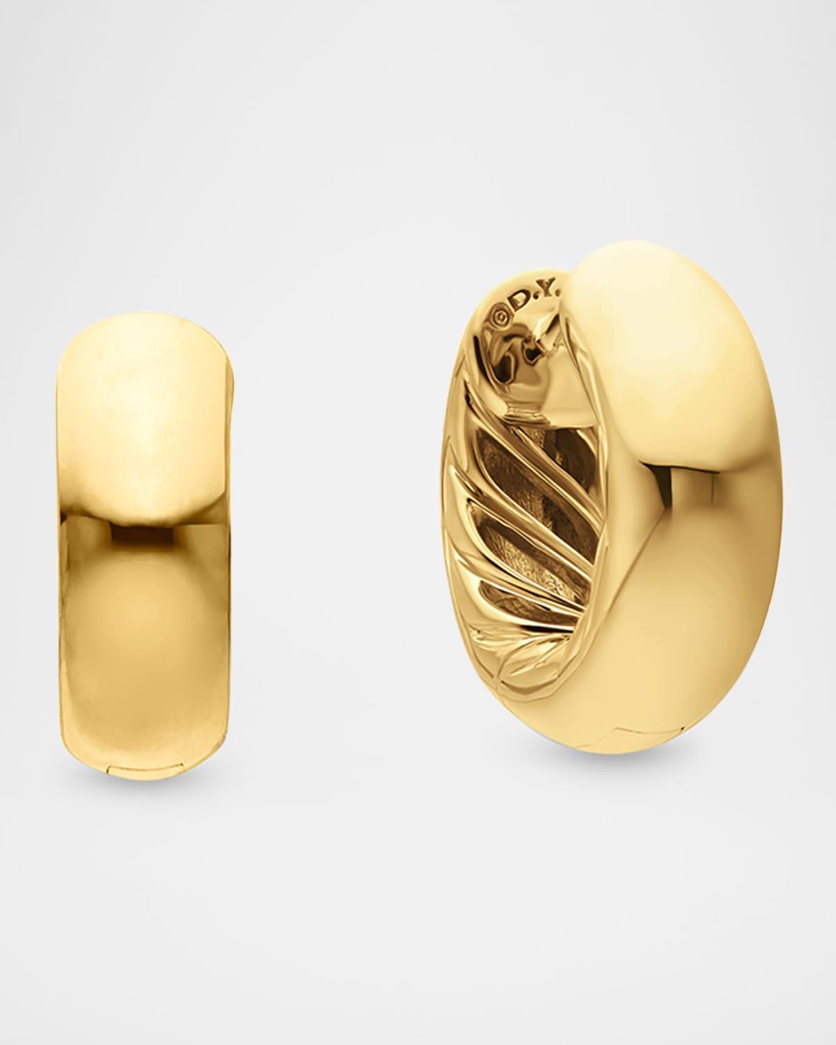 Sculpted Cable Huggie Hoop Earrings in 18K Gold, 4.9mm, 0.5"L