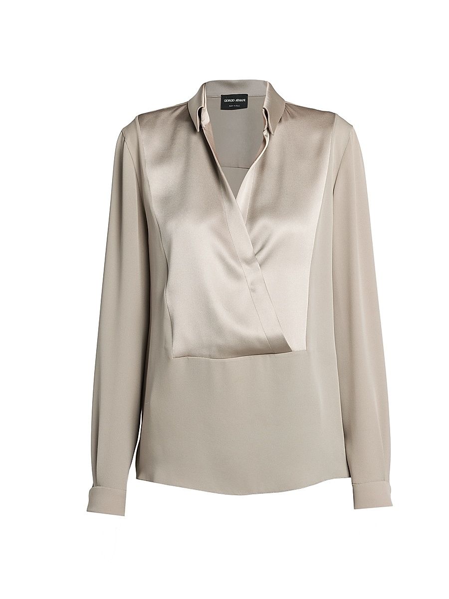 Women's Silk Paneled Blouse - Dunes - Size 6