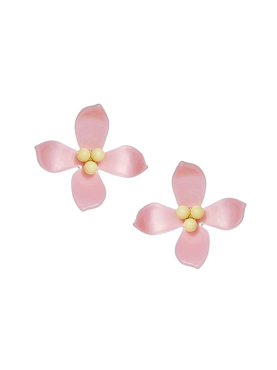 Women's Oleander 14K-Gold-Plated & Acetate Flower Stud Earrings - Blush