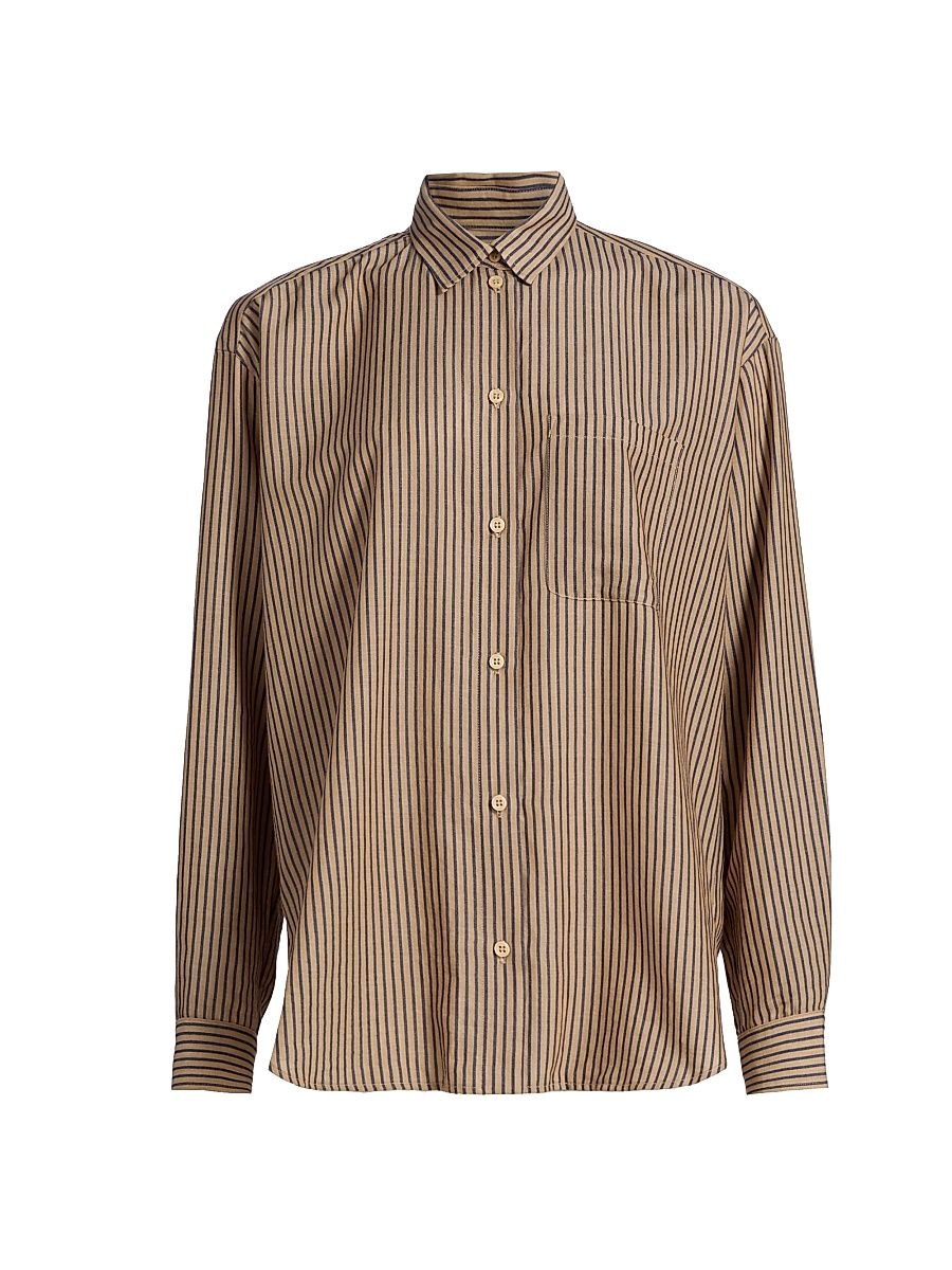 Women's The Stripe Button-Up Shirt - Stone Blue - Size Medium