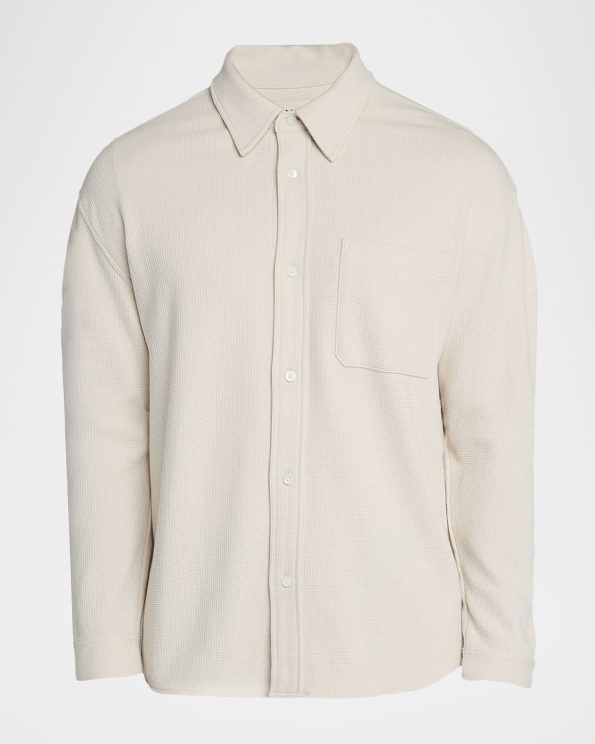Men & apos;s Cotton Waffle Texture Button-Down Shirt