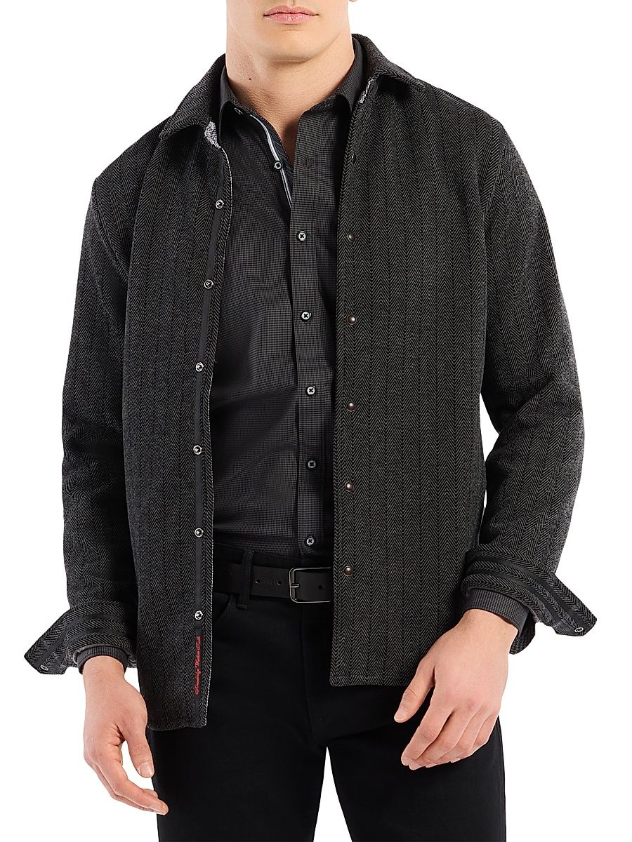 Men's Wylie Plaid Shirt Jacket - Black - Size Medium