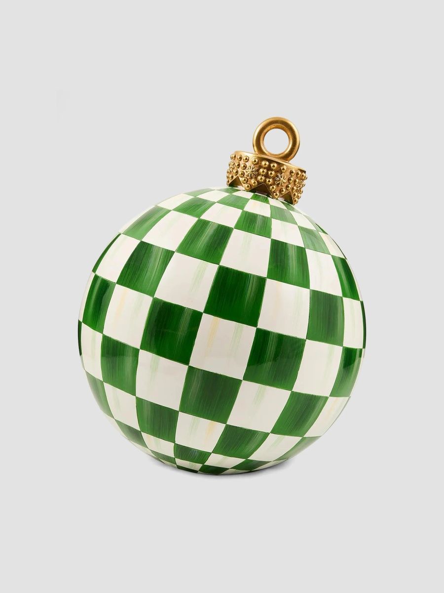 MacKenzie-Childs Green Check Large Tabletop Ornament