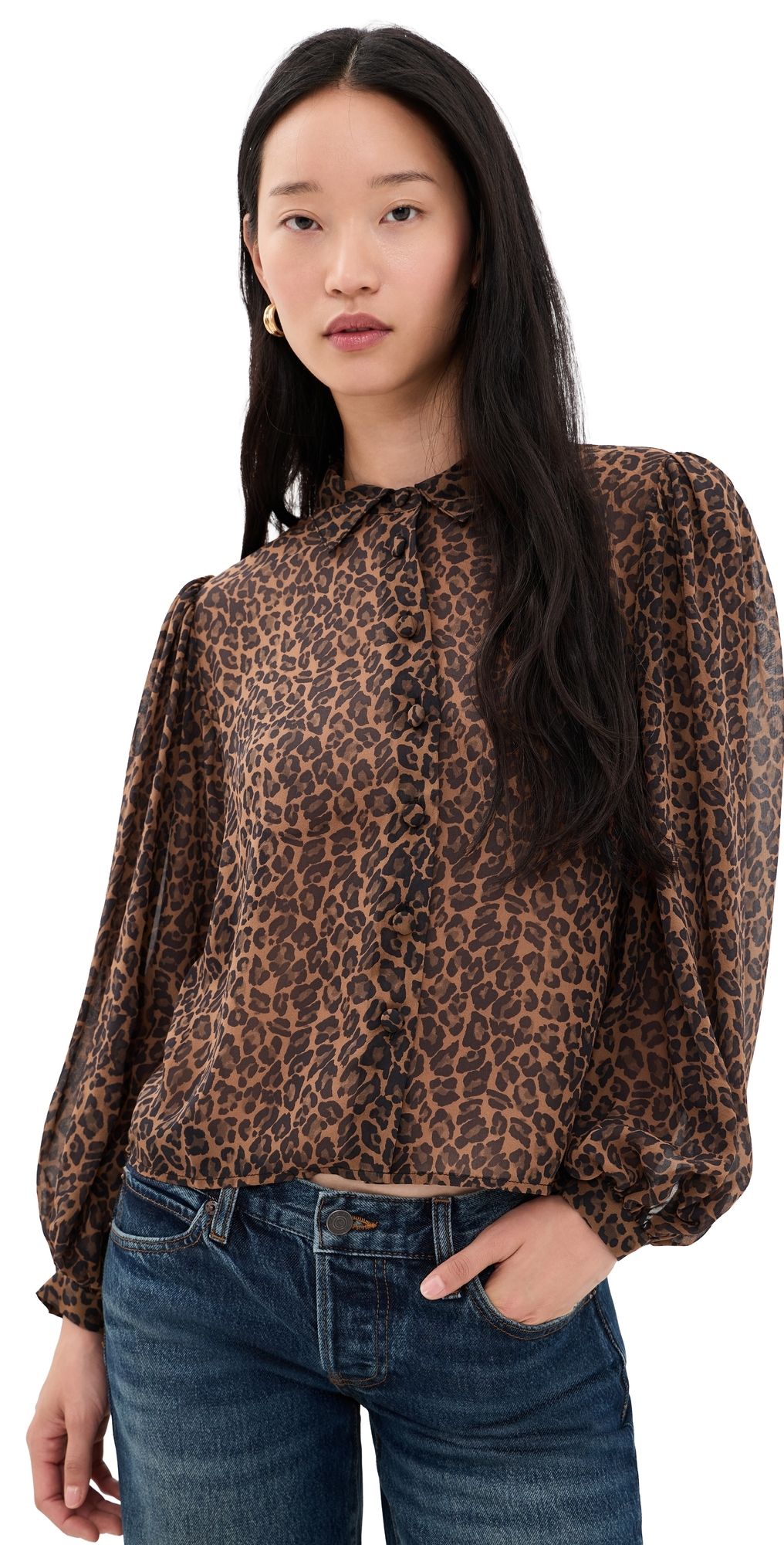 FRAME The Silk Prairie Shirt Light Leopard Multi XL