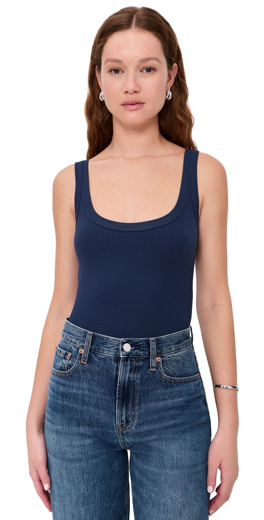 Good American Ribbed Tank Thong Bodysuit Horizon Ink S