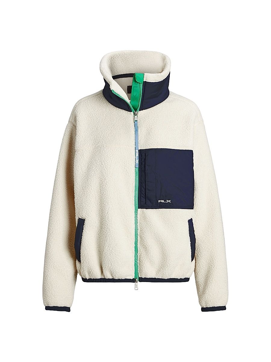 Women's Ripstop Colorblocked Fleece Jacket - Winter Cream Refined Navy - Size Large
