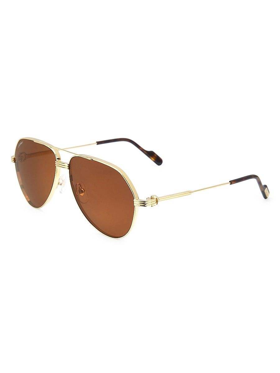 Men's 61MM Aviator Sunglasses - Gold