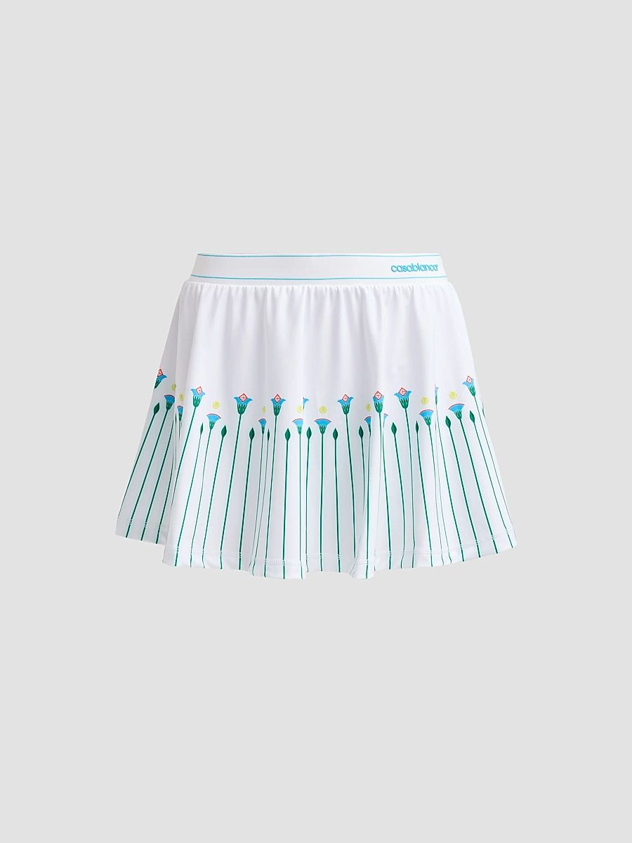 Women's Floral Stripe Tennis Mini Skirt - Sporty Floral Stripe - Size XS