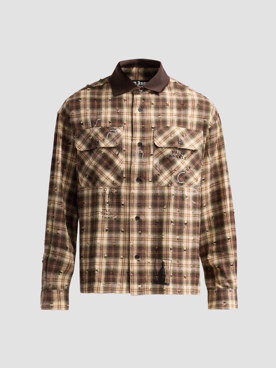 Palm Angels Men's Surfer Dream Check Relaxed Shirt - Multicolor Black - Size Large