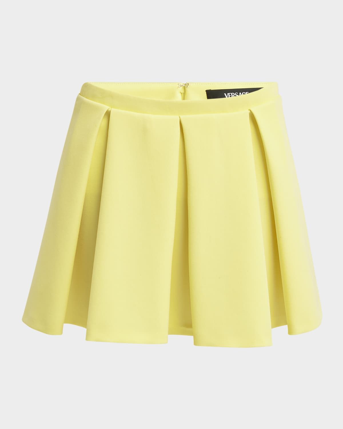 Pleated Wool Grain De Poudre Mini Skirt