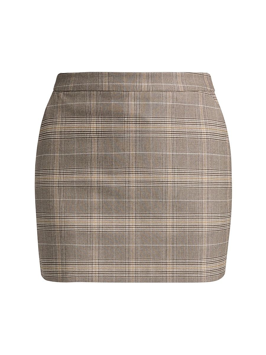 Women's Plaid Slim-Fit Miniskirt - Taupe Plaid - Size 10