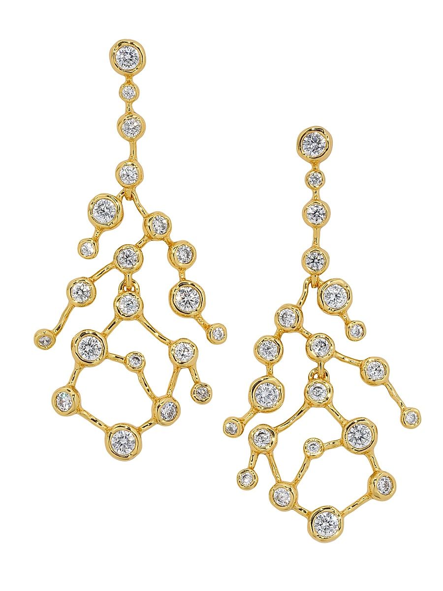 Women's Asterales 14K-Gold-Plated & Cubic Zirconia Celestial Drop Earrings - Gold