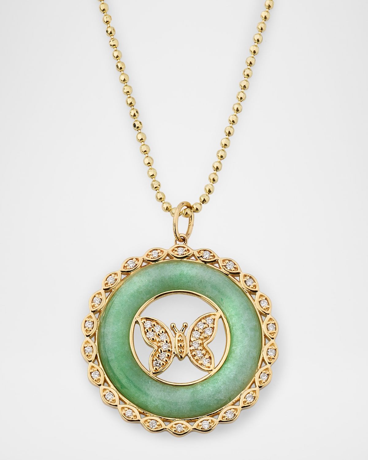Butterfly Stone Pendant on 18" Medium Bolita Chain Necklace