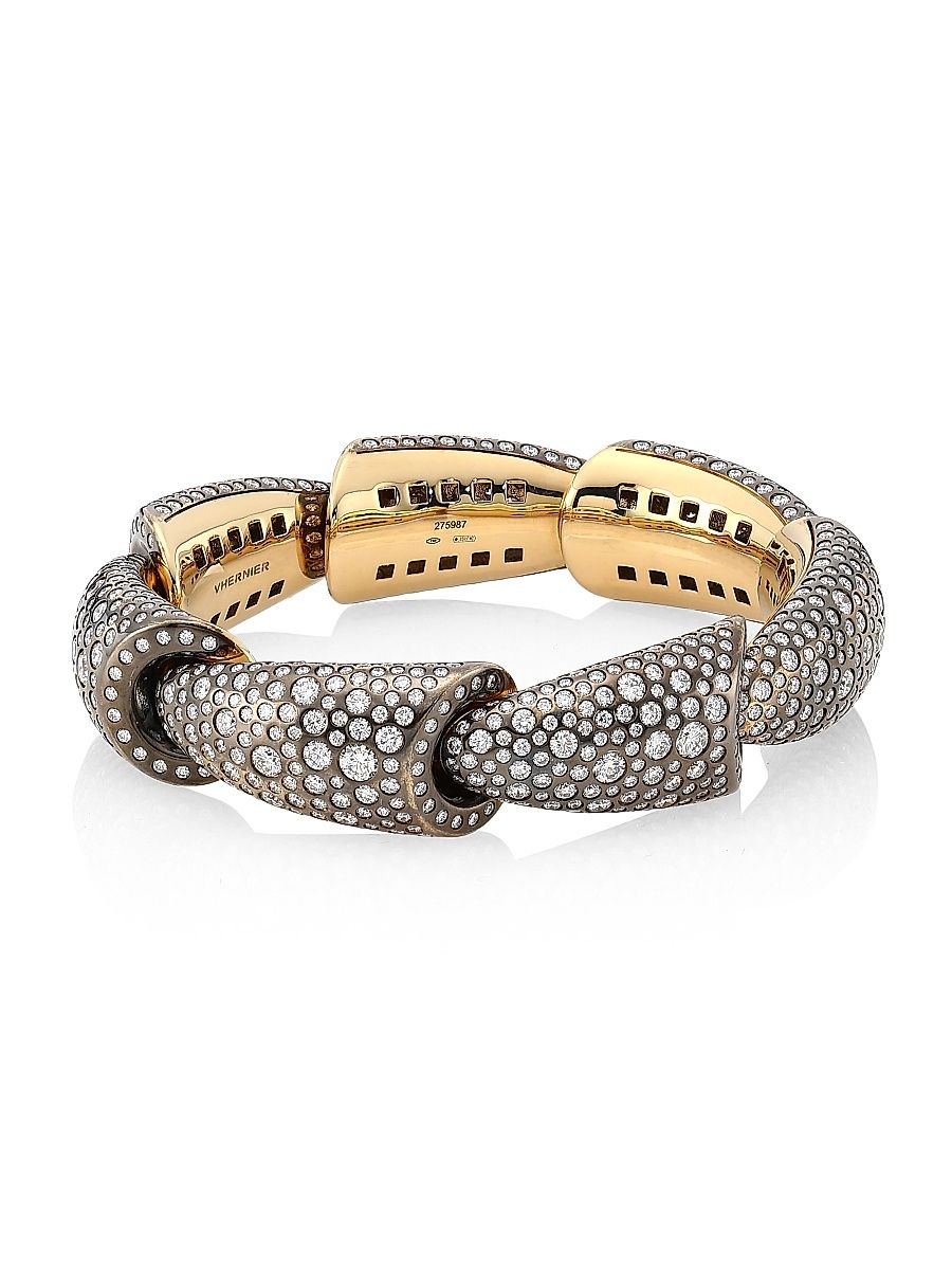 Women's Calla 18K White Gold Palladium, Titanium & Diamond 7-Element Cuff Bracelet - White Gold