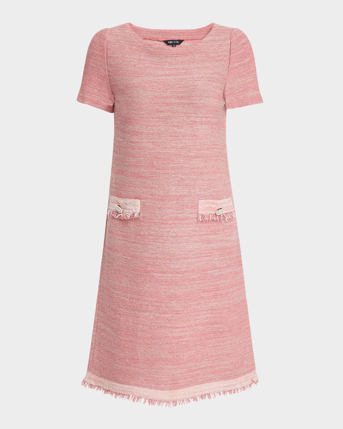 Fringe-Trim Melange Knit Shift Dress