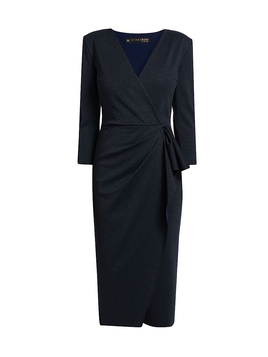 Women's Ruzur Wrap Cocktail Midi-Dress - Dark Midnight - Size 8