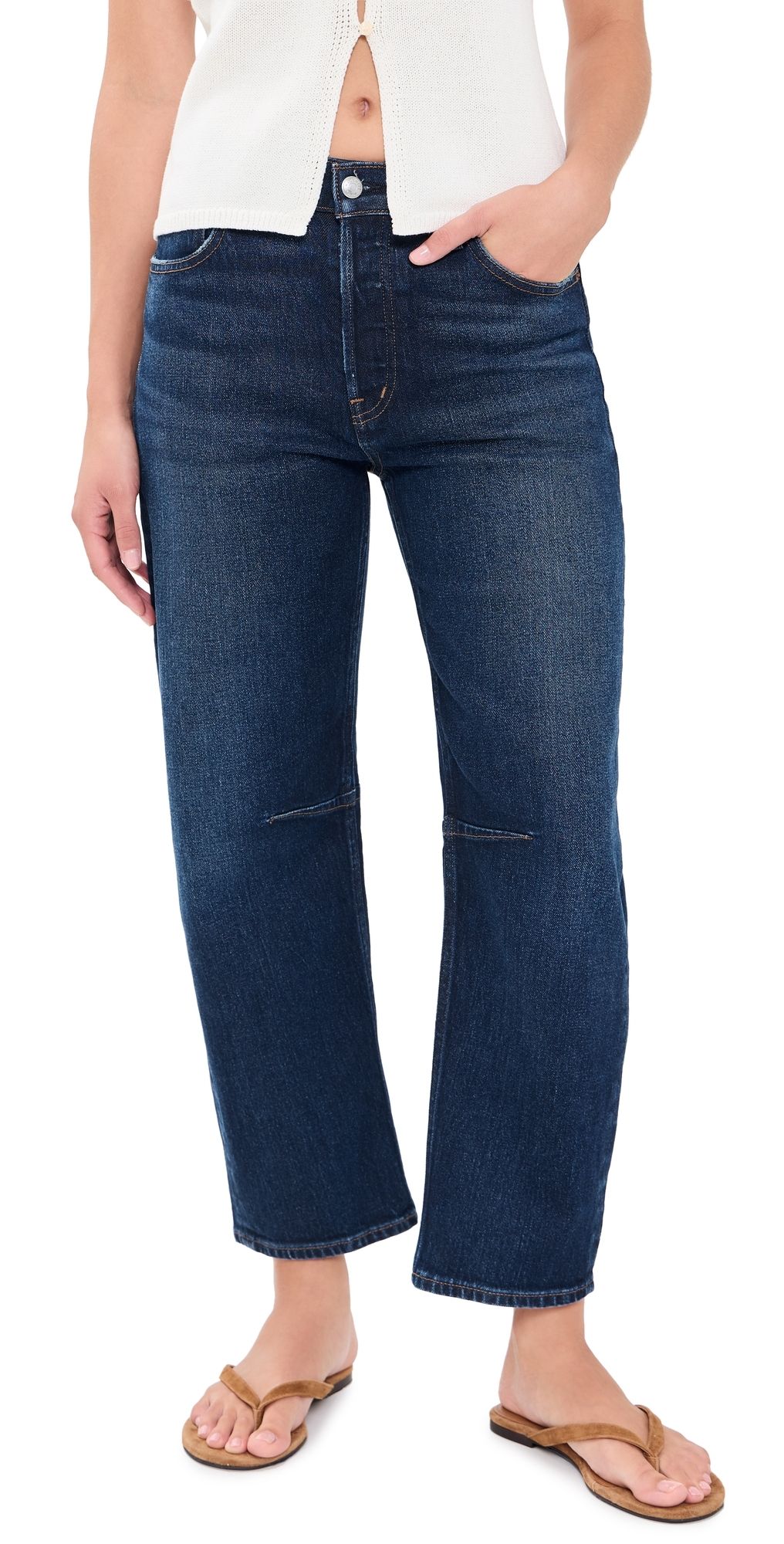 Madewell Darted Barrel Jeans Midnight Stone Wash 25