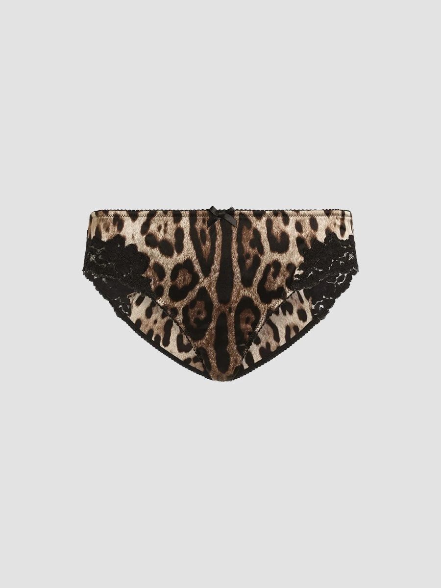 Dolce & Gabbana Women's Leopard Print Silk Briefs - Leo - Size XL