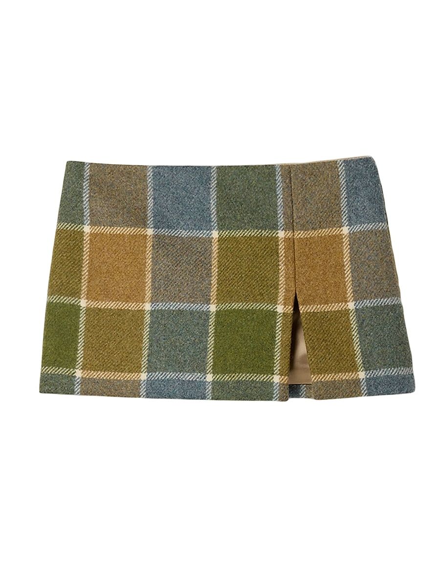 Women's Checked Mini Skirt - Brown - Size 2