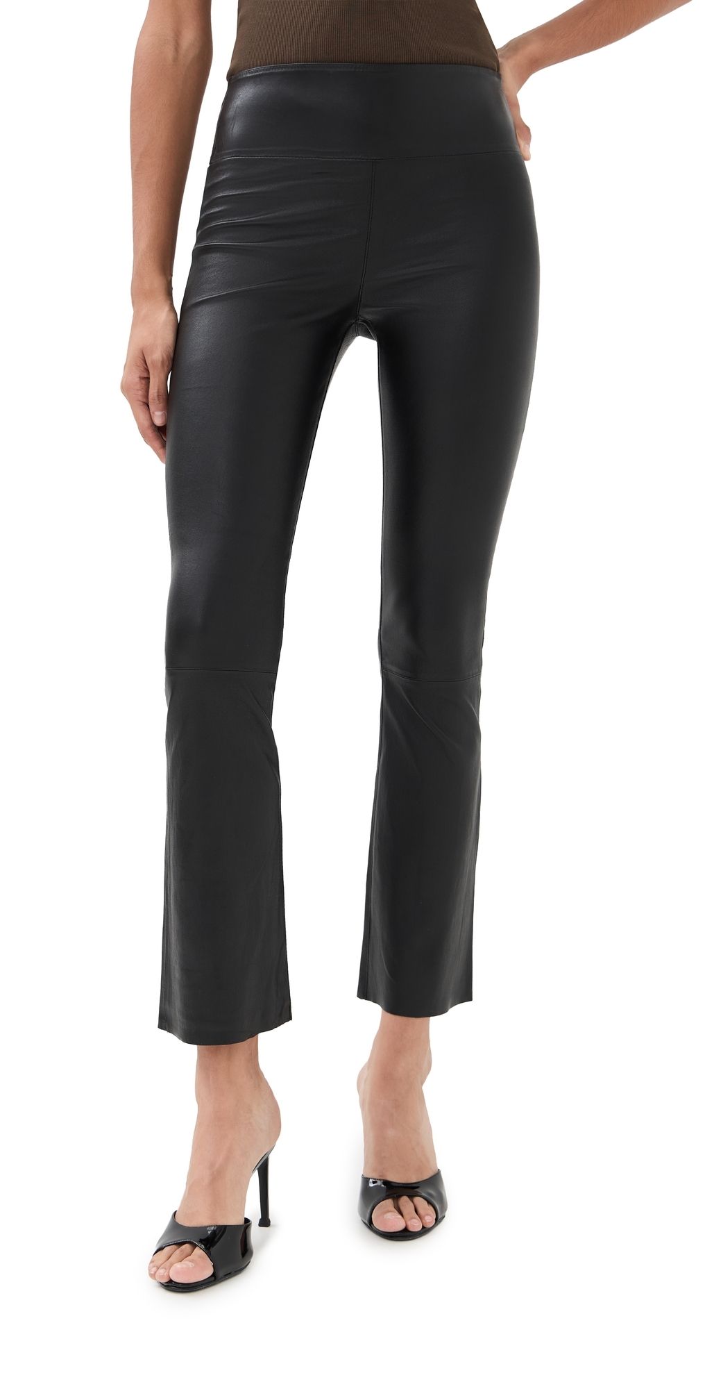 SPRWMN High Waist Leather Ankle Flare Leggings Black S