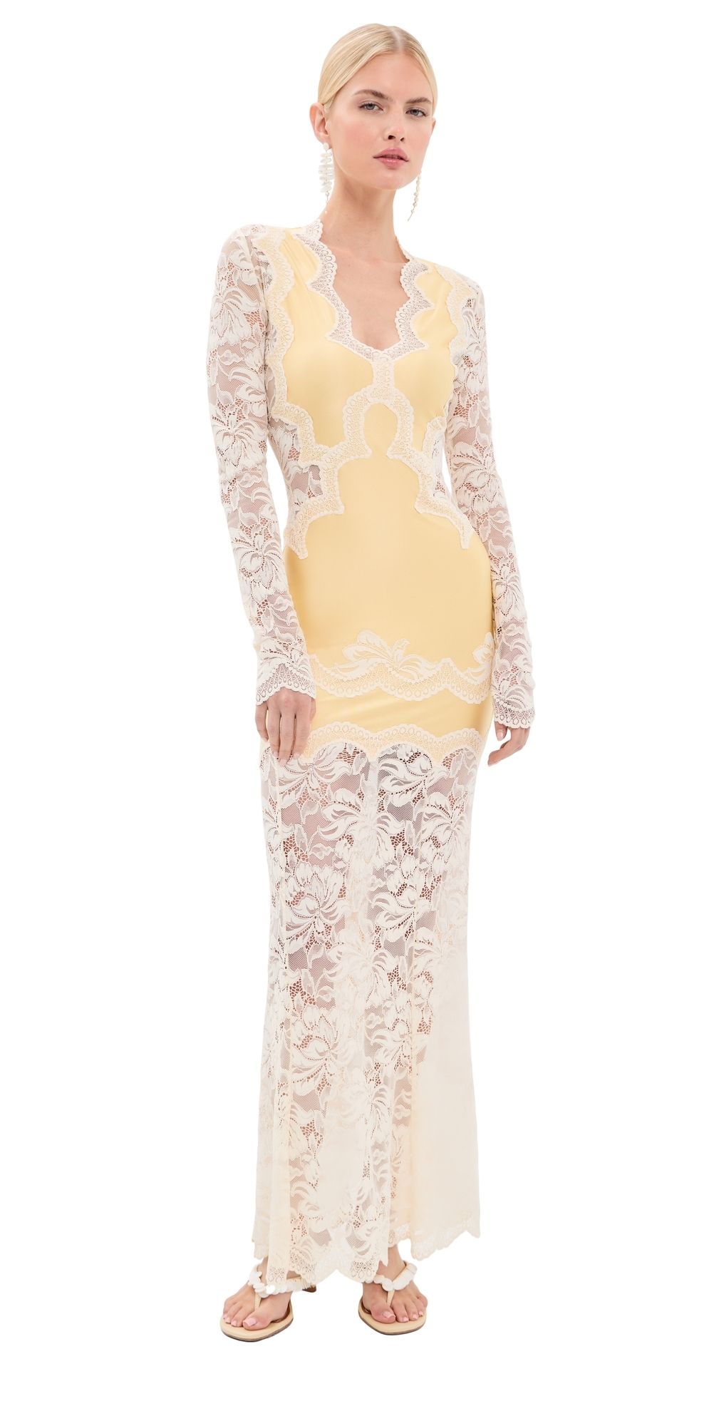 rabanne Lace and Jersey Dress Ivory 40
