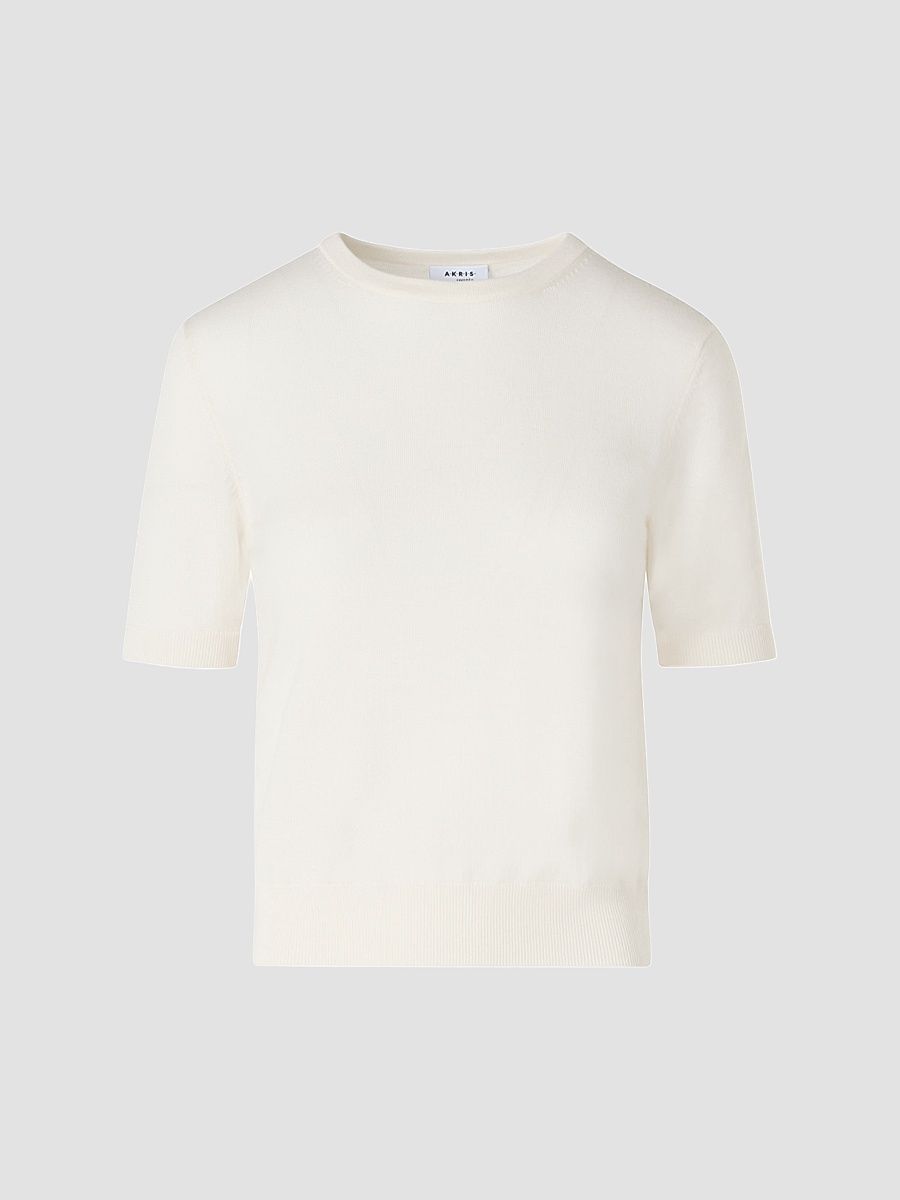 Women's Relaxed Wool T-Shirt - Cream - Size 14