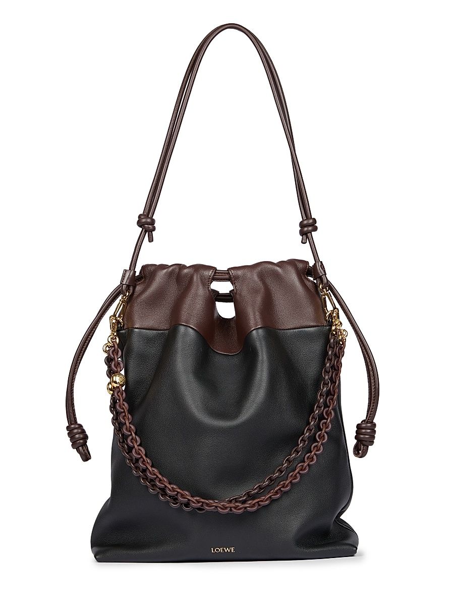 Women's Flamenco Purse Leather Shoulder Bag - Light Ghost Black