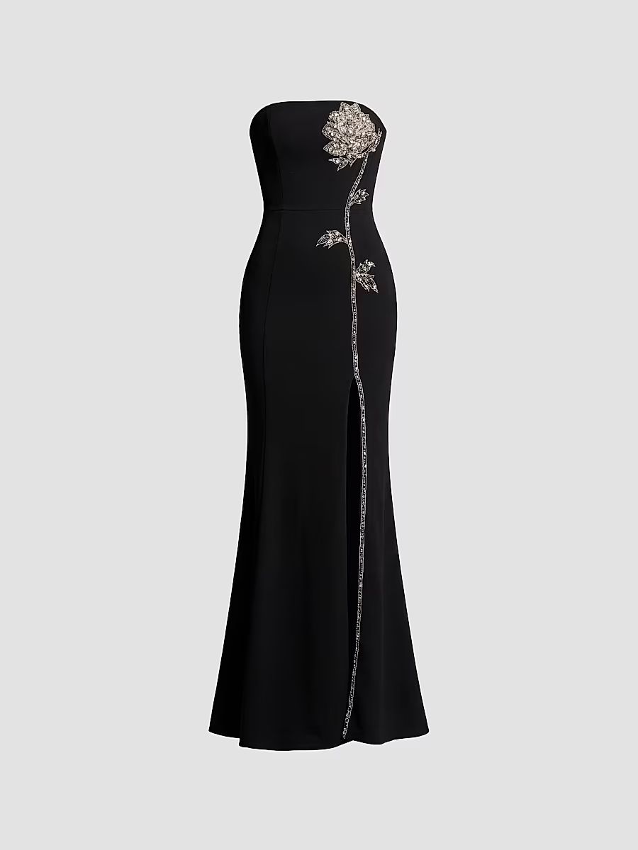 Women's Dion Embellished Mermaid Gown - Black Silver - Size XXL