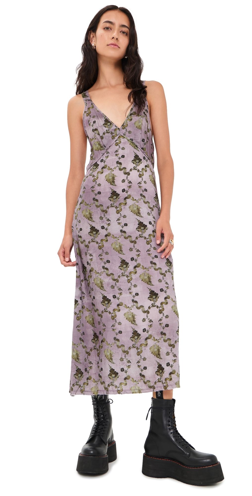 R13 Grunge Slip Dress Purple Floral L
