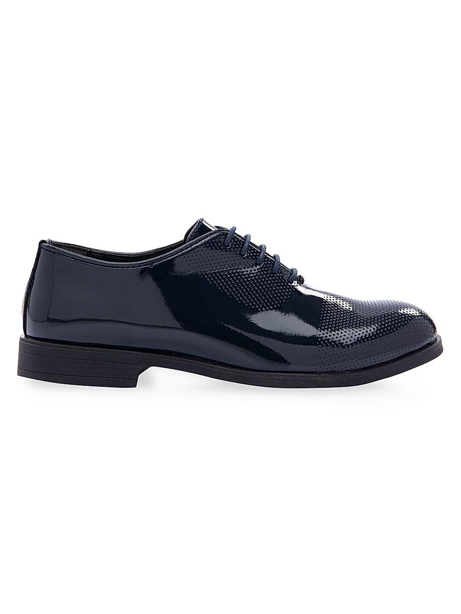 Moustache Boy's Little Boy's & Boy's Closed Lace Perforated Dress Shoes - Navy - Size 3 (Child)