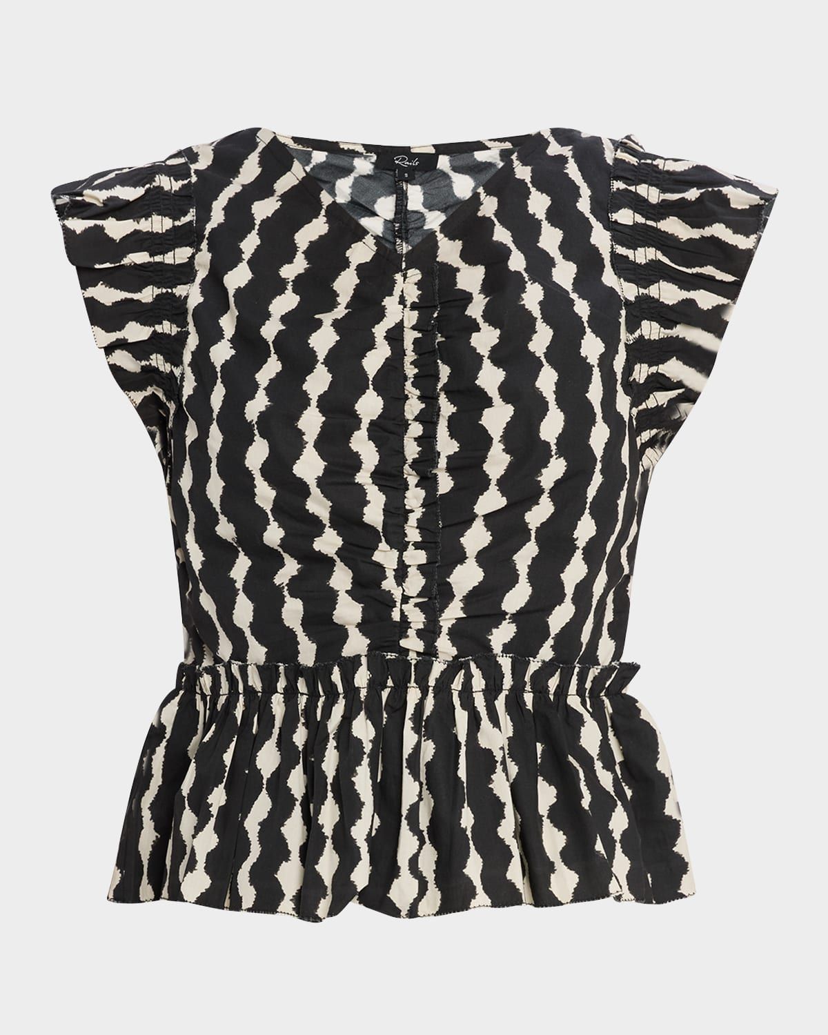 Cali Flutter-Sleeve Peplum Blouse