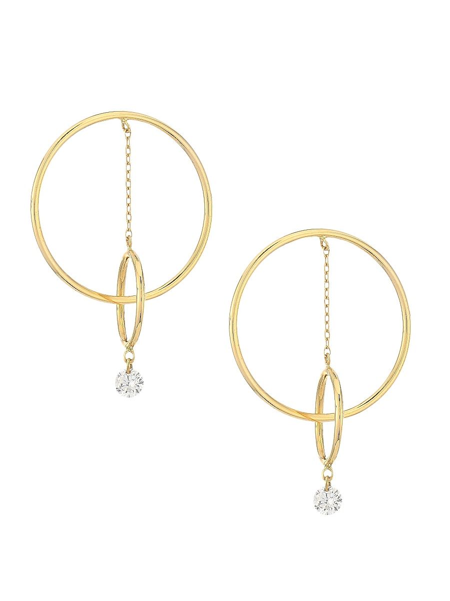 Women's Turn Around 18K Yellow Gold & Diamond Hoop Earrings - Gold