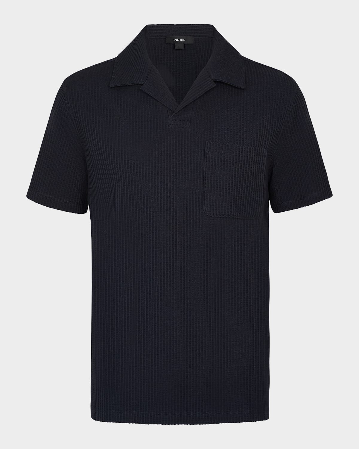 Men & apos;s Seersucker Johnny Collar Polo Shirt