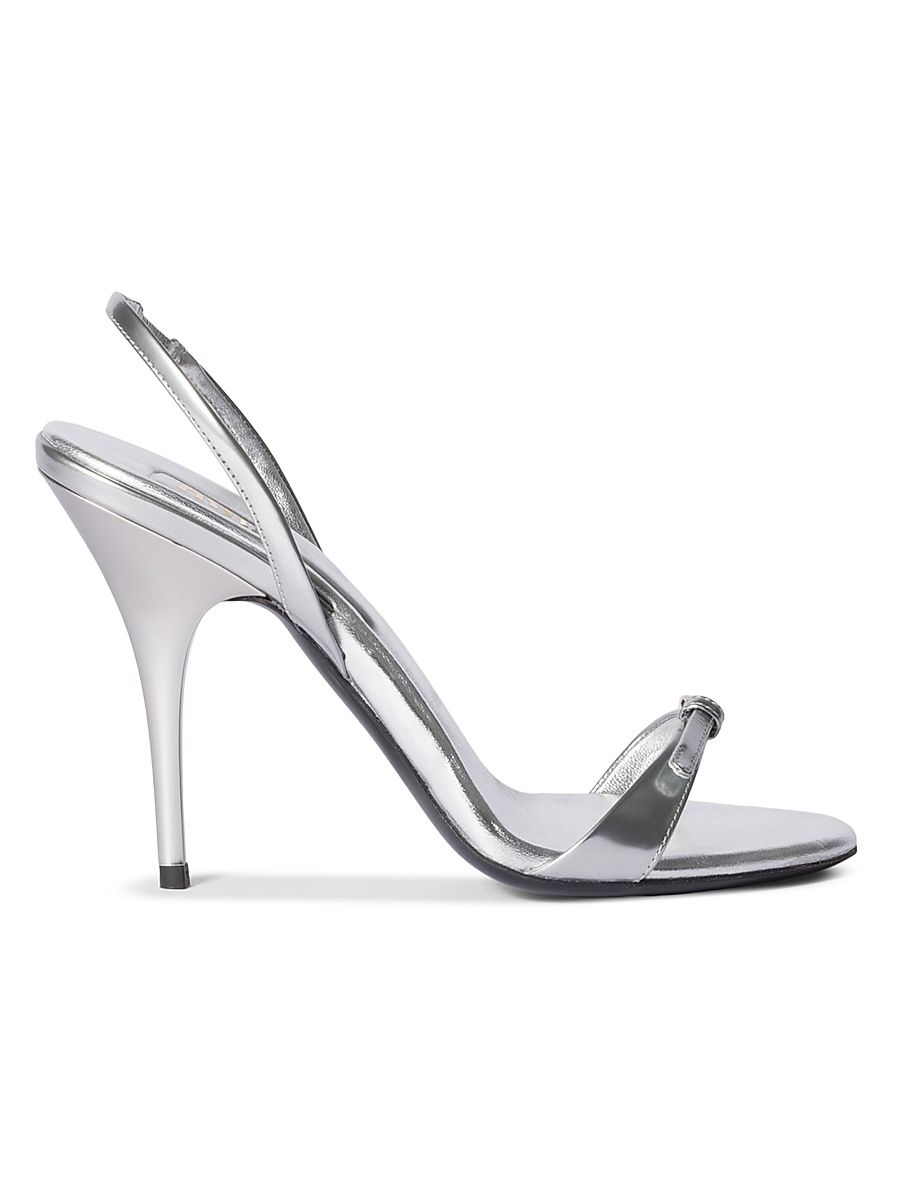 Women's Metallic Leather Sandals - Silver - Size 8