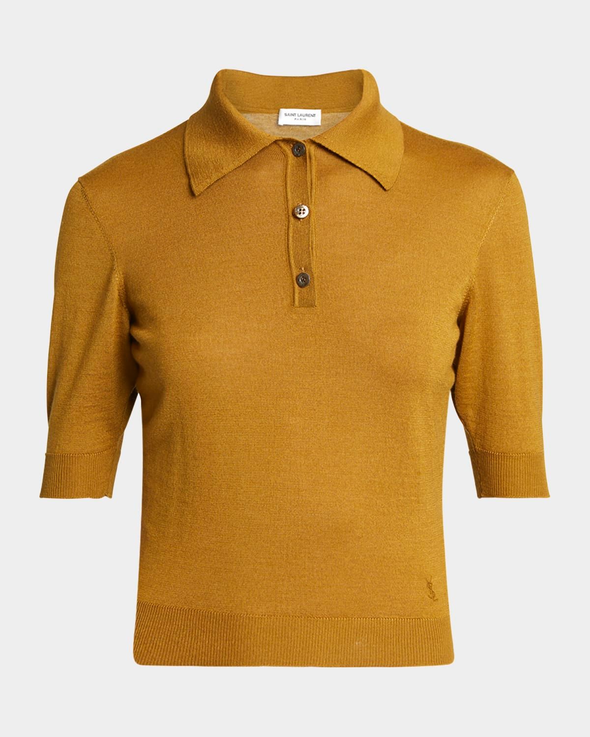 Short-Sleeve Wool-Cashmere Polo Shirt