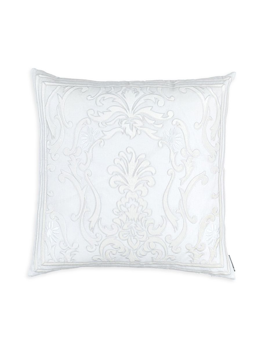 Louie Linen & Velvet Square Pillow - White