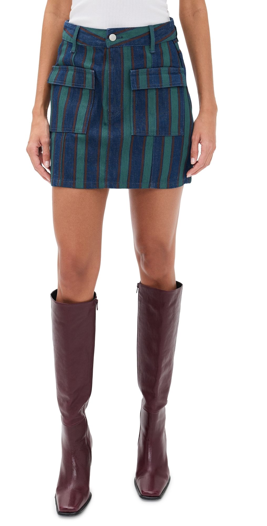 The Tiny Big Sister Striped Mini Skirt Stone 38