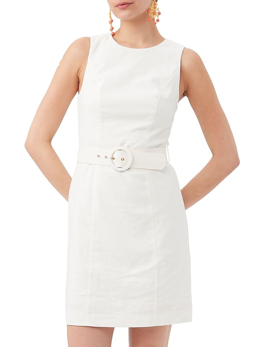 Women's Darlene Sleeveless Sheath Minidress - White Wash - Size 14