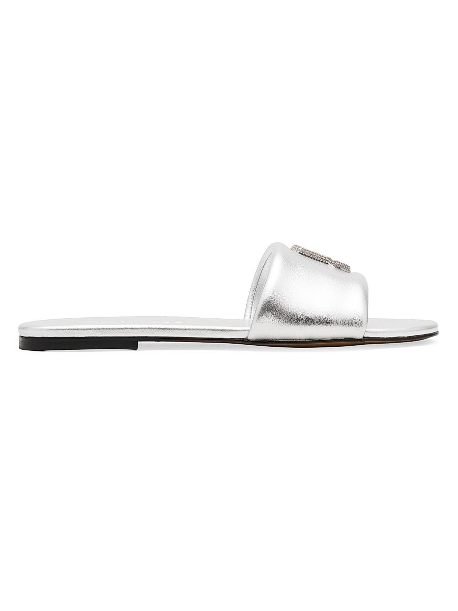 Women's The Snapshot Crystal-Embellished Slides - Silver - Size 6 Sandals