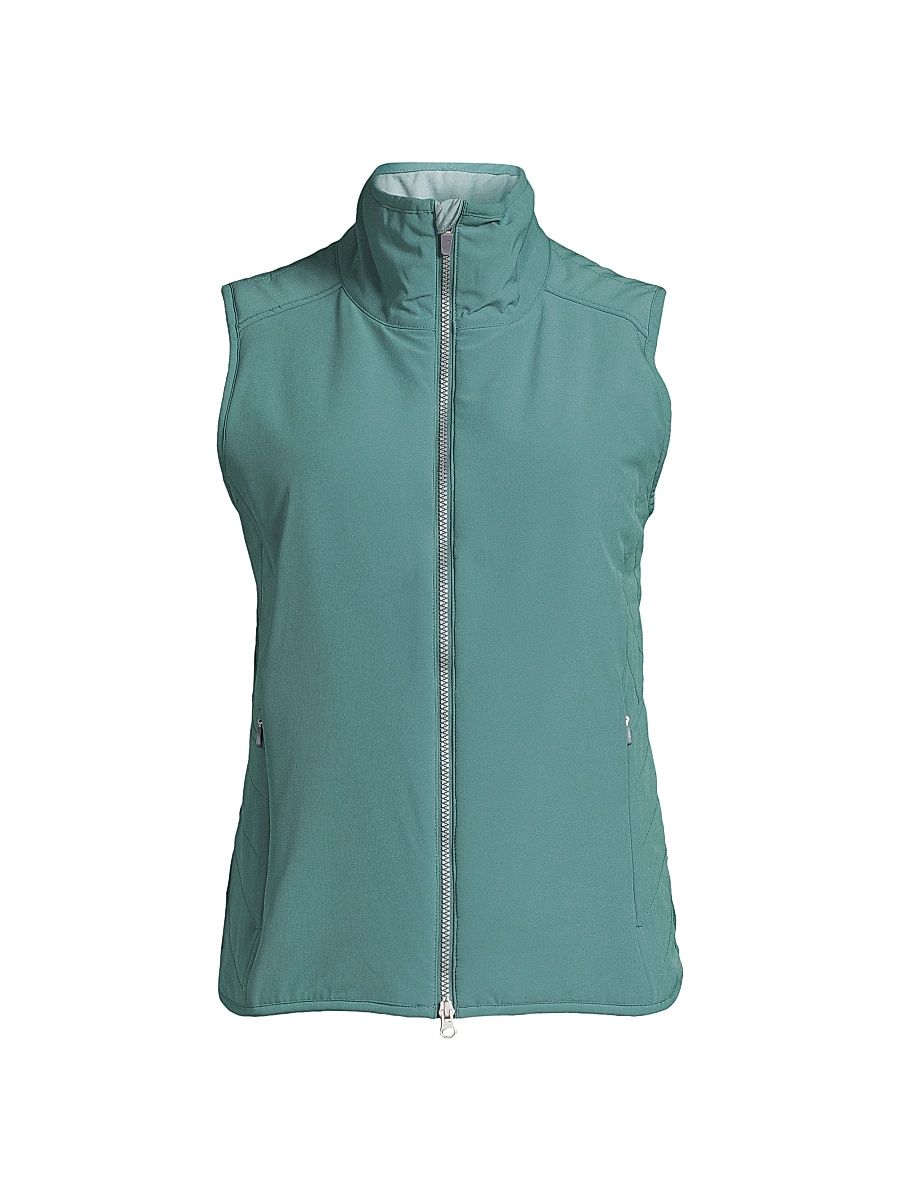 Women's Saige Quilted-Side Zip-Up Vest - Blue Smoke - Size Large