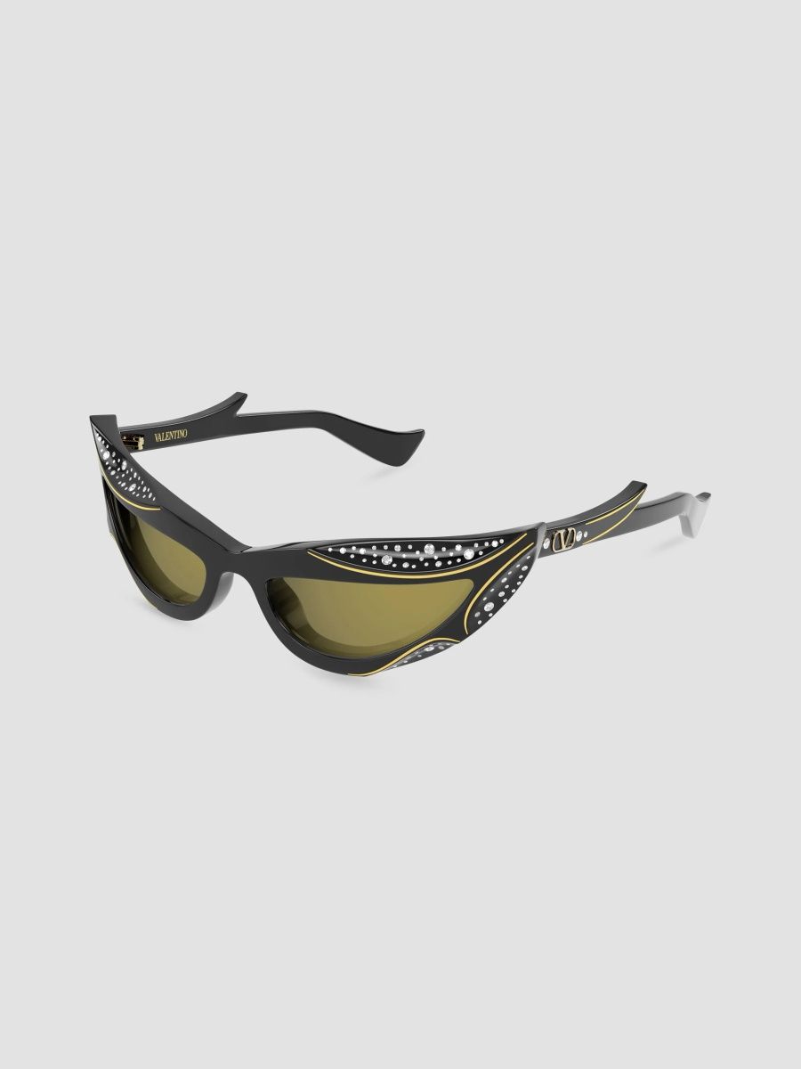 Valentino Women's V Logo Vg0073S La Gattara 56MM Crystal Directional Sunglasses - Black