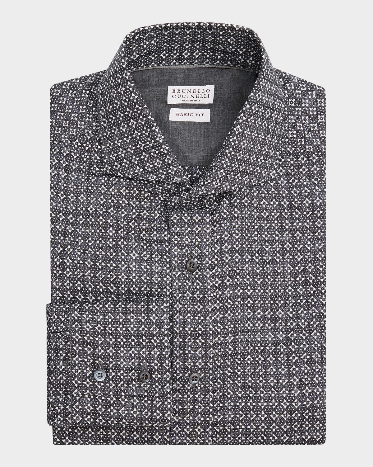 Men & apos;s Cotton Geometric Medallion Slim-Fit Button-Down Shirt