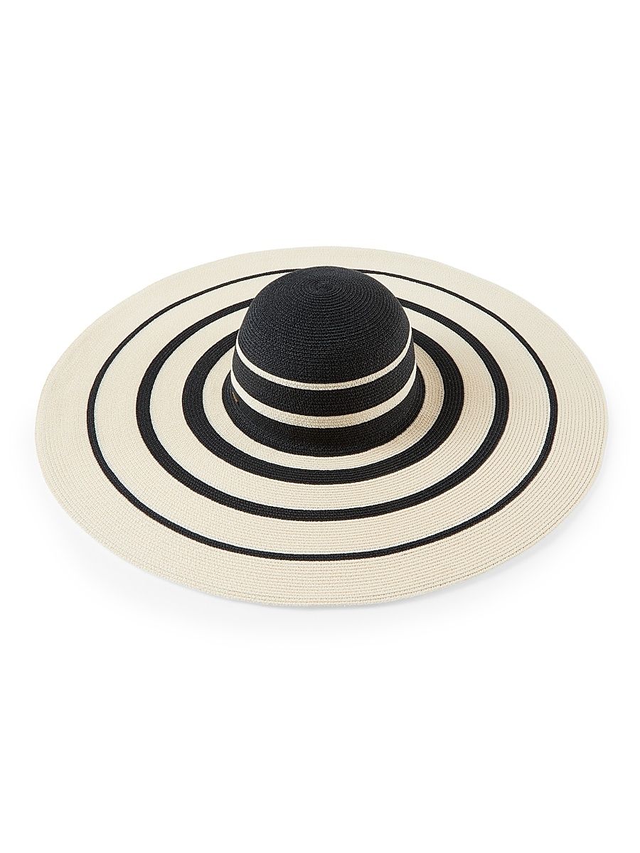Women's Sunny Striped Sun Hat - Black Ivory
