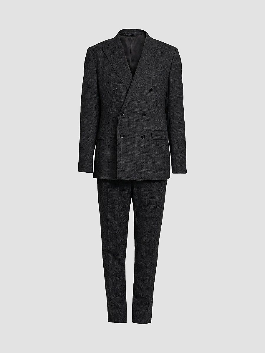 Dolce & Gabbana Men's Plaid Wool-Blend Double-Breasted Suit - Quadri Check Tartan - Size 38