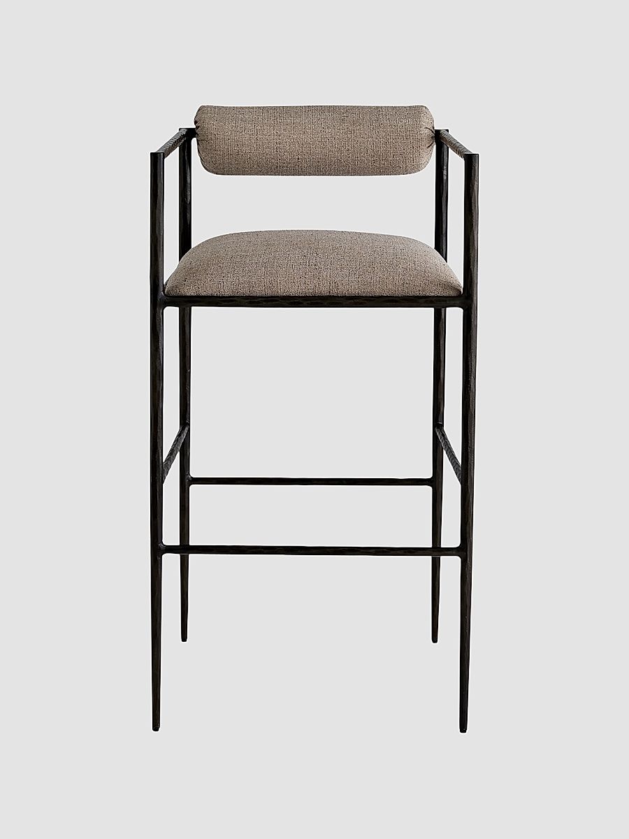 Barbana Linen-Blend Bar Stool - Grey