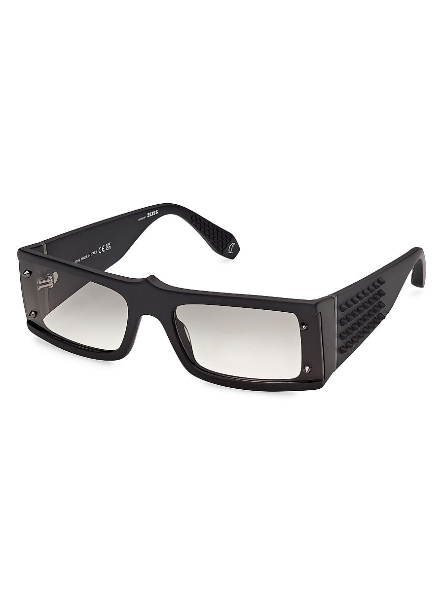 Men's 62MM Oversized Rectangular Sunglasses - Matte Black Smoke Gradient