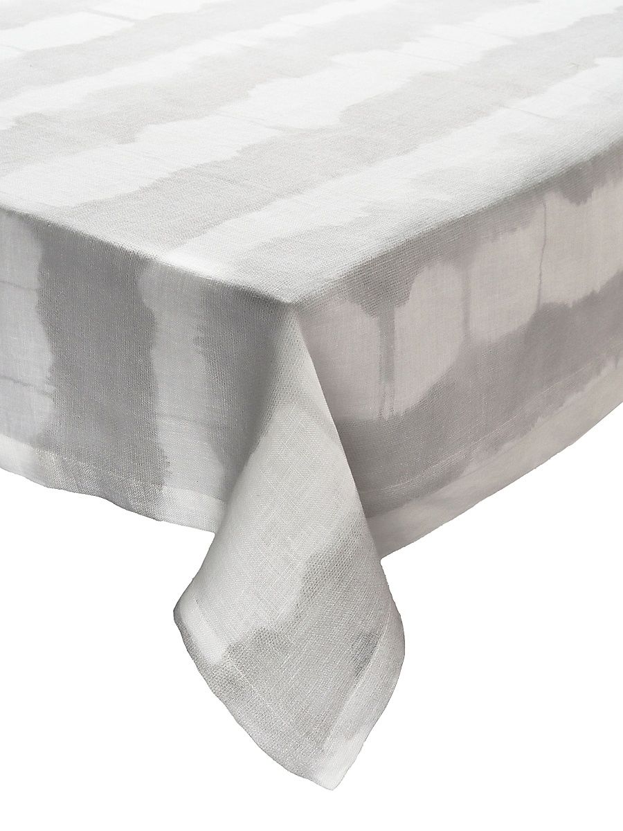 Watercolor Stripe Tablecloth - White Grey