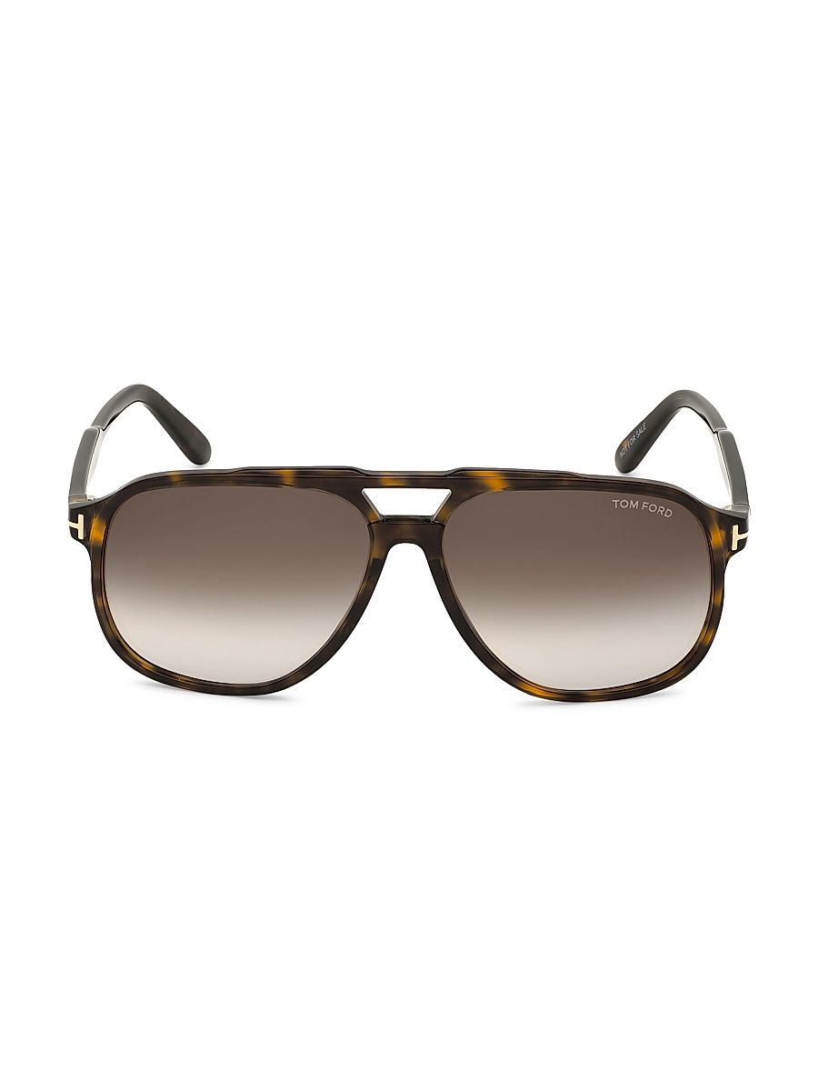 Men's Raoul 62MM Navigator Sunglasses - Dark Havana